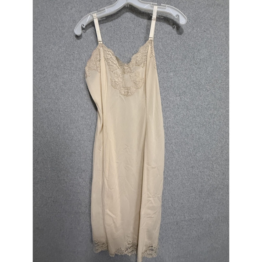 Vintage Sears Full Slip Womens 34 Short White Nylon Lace Adjustable Lingerie